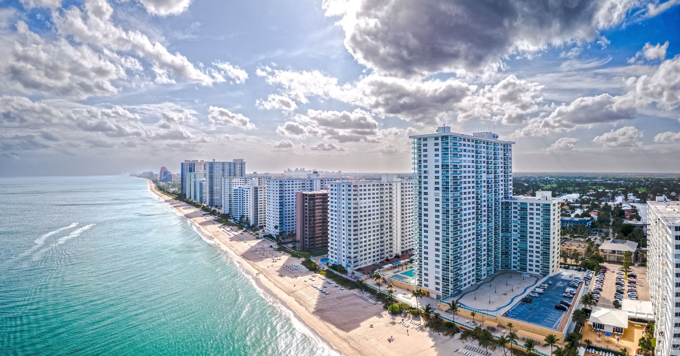 Aerial view of Fort Lauderdale beach, buildings and neighborhoods