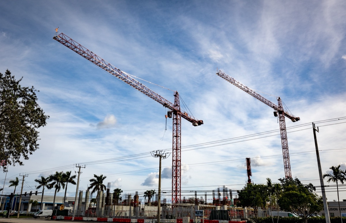 Tower cranes above an active Fort Lauderdale construction site