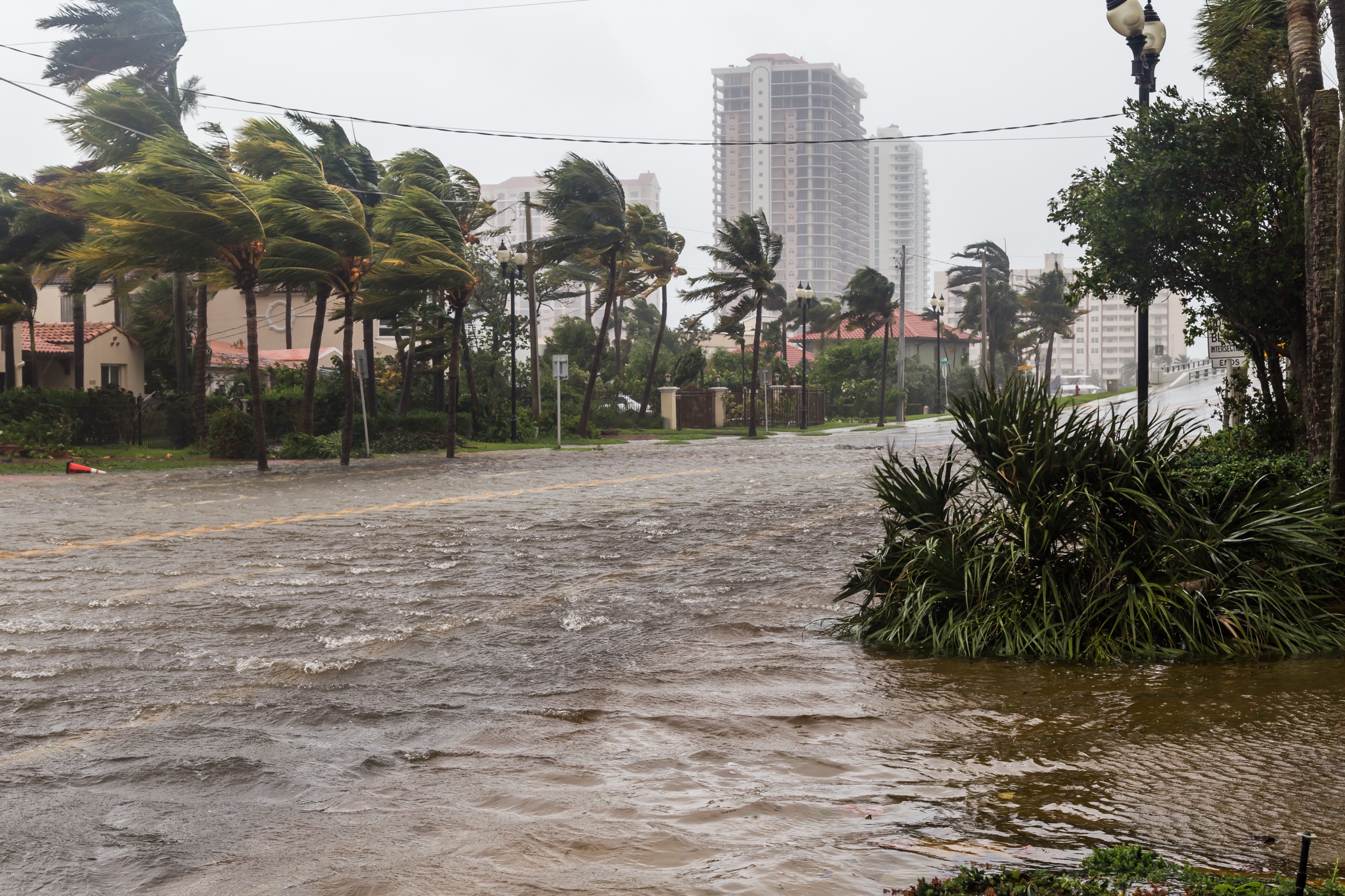Flooded Fort Lauderdale street during Hurricane Irma